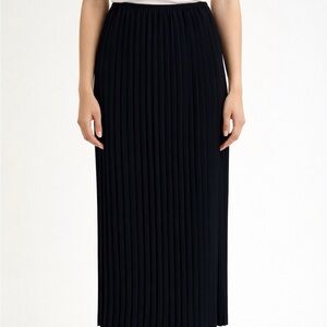 Vintage 90s Hillard & Hanson Black Pleated Midi Skirt Large